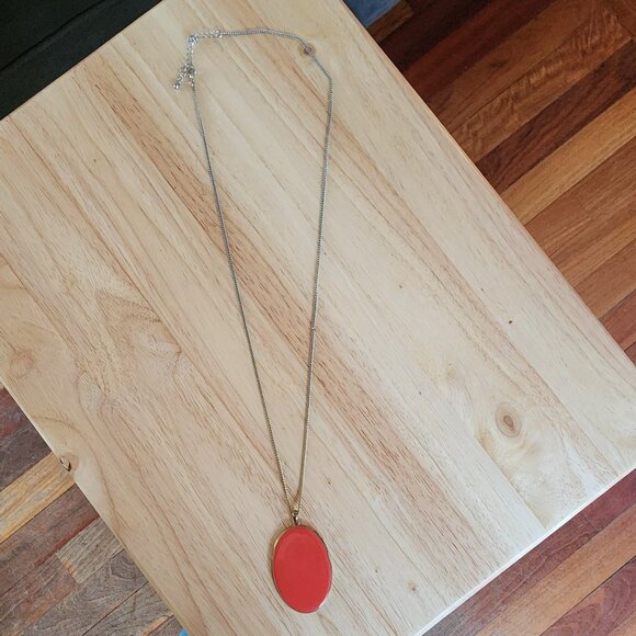 Claire's Coral Enamel Pendant Necklace - Picture 6 of 14